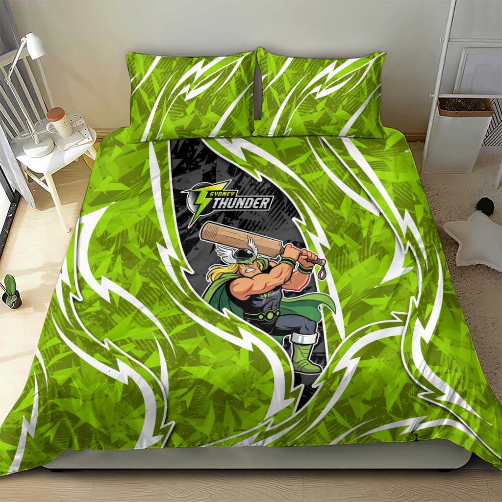 Sydney Thunder Bedding Set Flaming Lightning Storm Geometric Sports Mascot Art