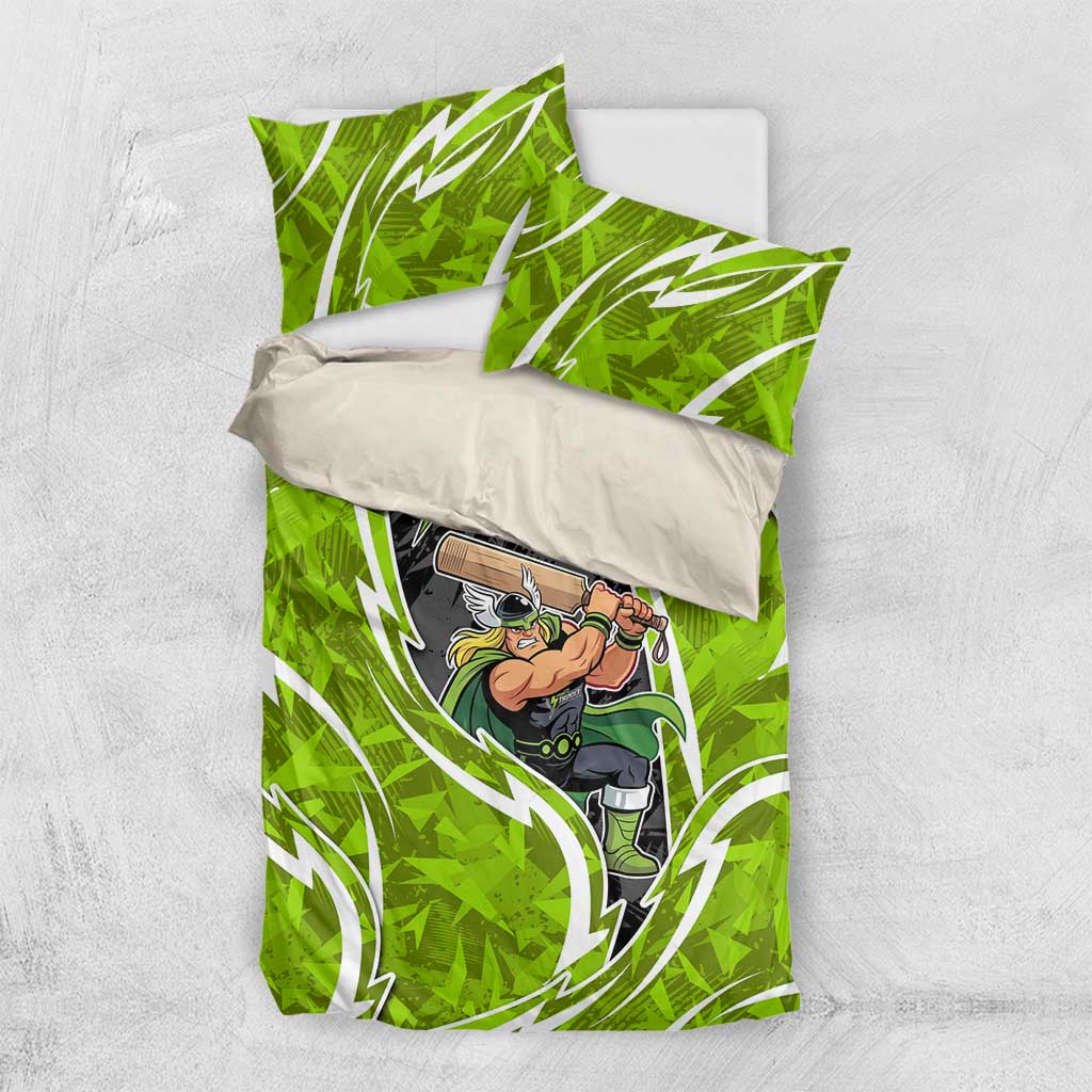 Sydney Thunder Bedding Set Flaming Lightning Storm Geometric Sports Mascot Art