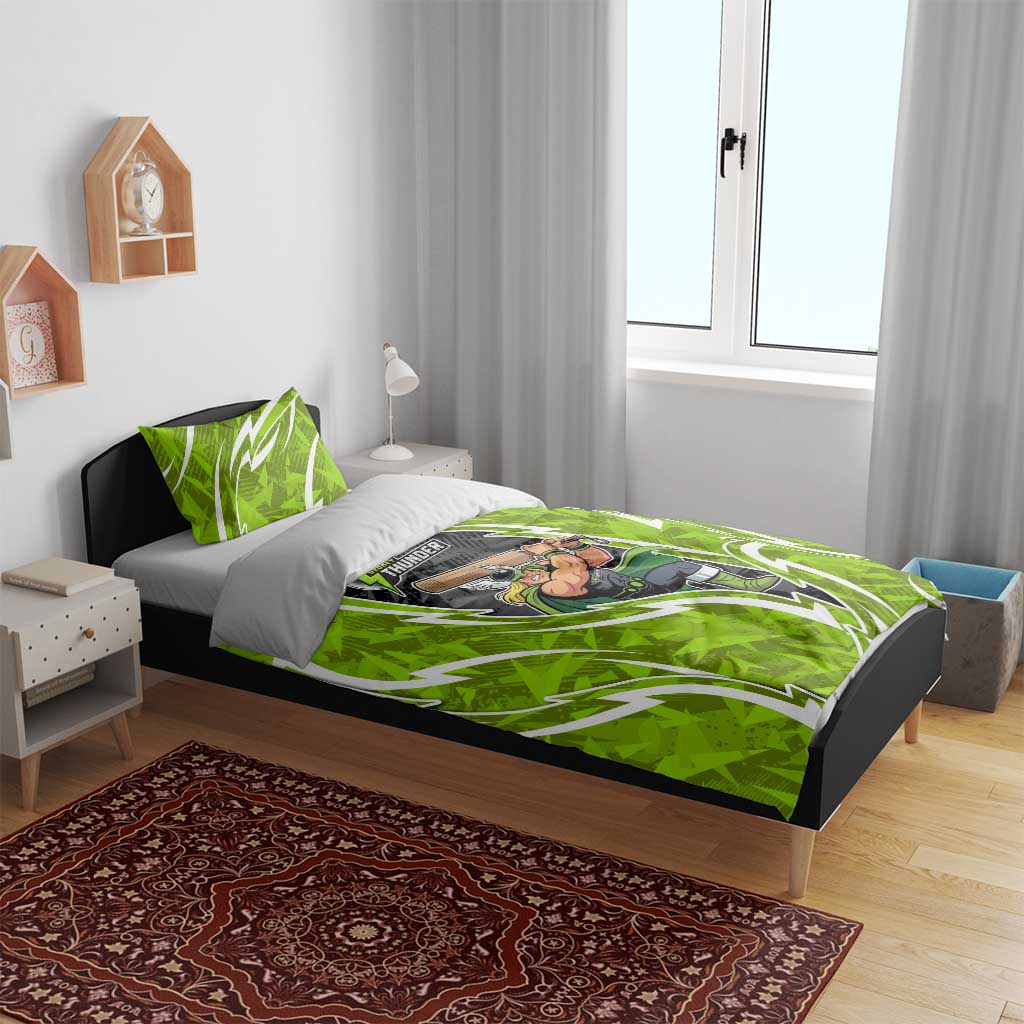 Sydney Thunder Bedding Set Flaming Lightning Storm Geometric Sports Mascot Art