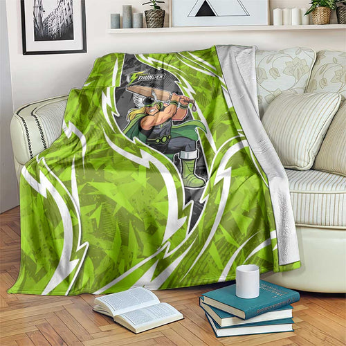 Sydney Thunder Blanket Flaming Lightning Storm Geometric Sports Mascot Art