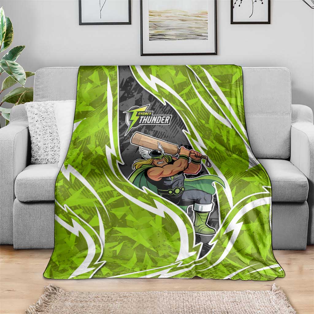 Sydney Thunder Blanket Flaming Lightning Storm Geometric Sports Mascot Art
