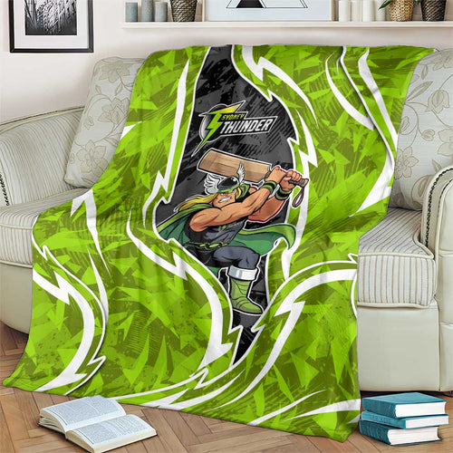 Sydney Thunder Blanket Flaming Lightning Storm Geometric Sports Mascot Art