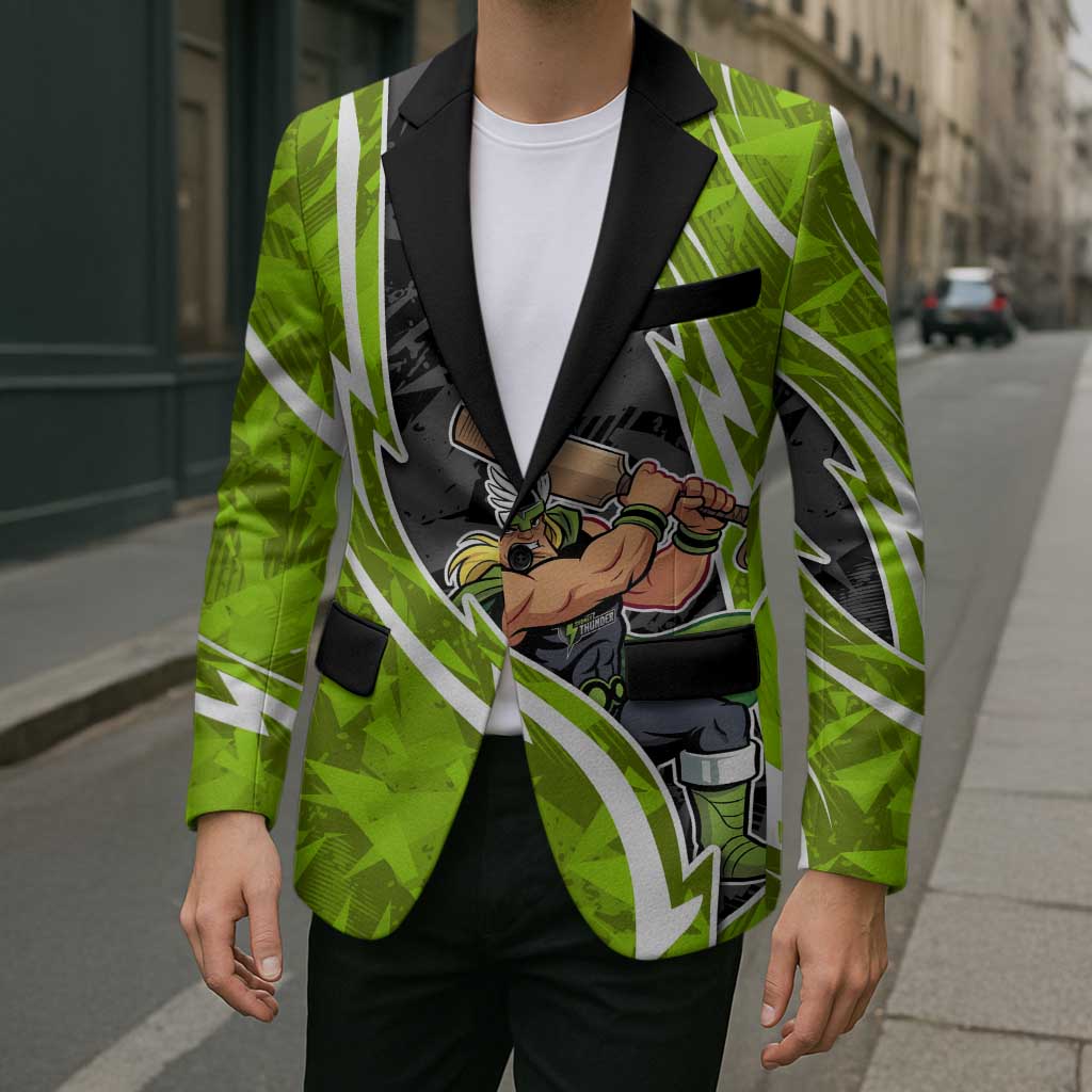 Sydney Thunder Blazer Flaming Lightning Storm Geometric Sports Mascot Art
