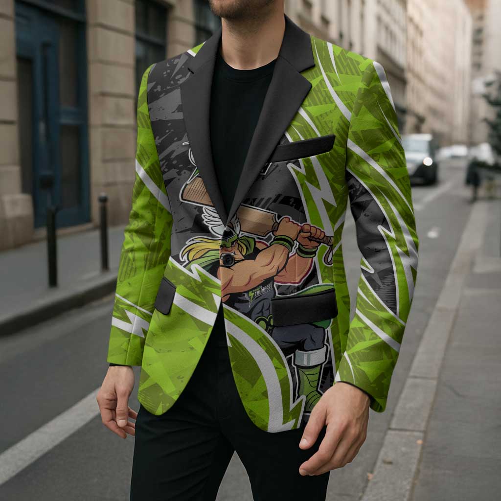 Sydney Thunder Blazer Flaming Lightning Storm Geometric Sports Mascot Art