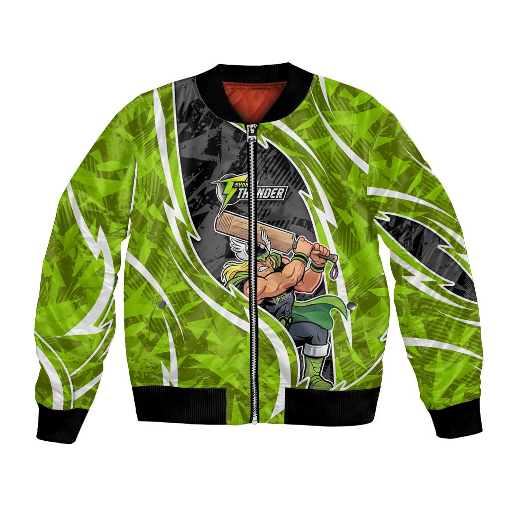 Sydney Thunder Bomber Jacket Flaming Lightning Storm Geometric Sports Mascot Art