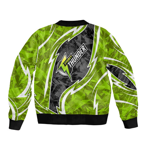 Sydney Thunder Bomber Jacket Flaming Lightning Storm Geometric Sports Mascot Art