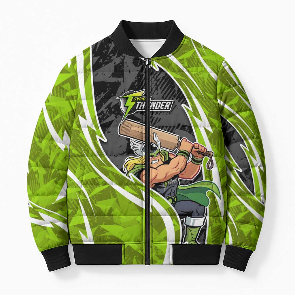 Sydney Thunder Bomber Puffer Jacket Flaming Lightning Storm Geometric Sports Mascot Art