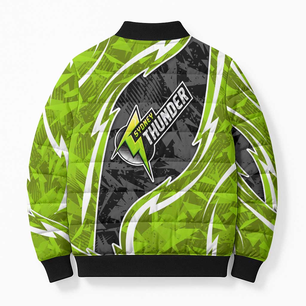 Sydney Thunder Bomber Puffer Jacket Flaming Lightning Storm Geometric Sports Mascot Art