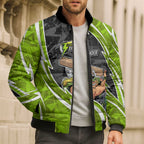 Sydney Thunder Bomber Puffer Jacket Flaming Lightning Storm Geometric Sports Mascot Art