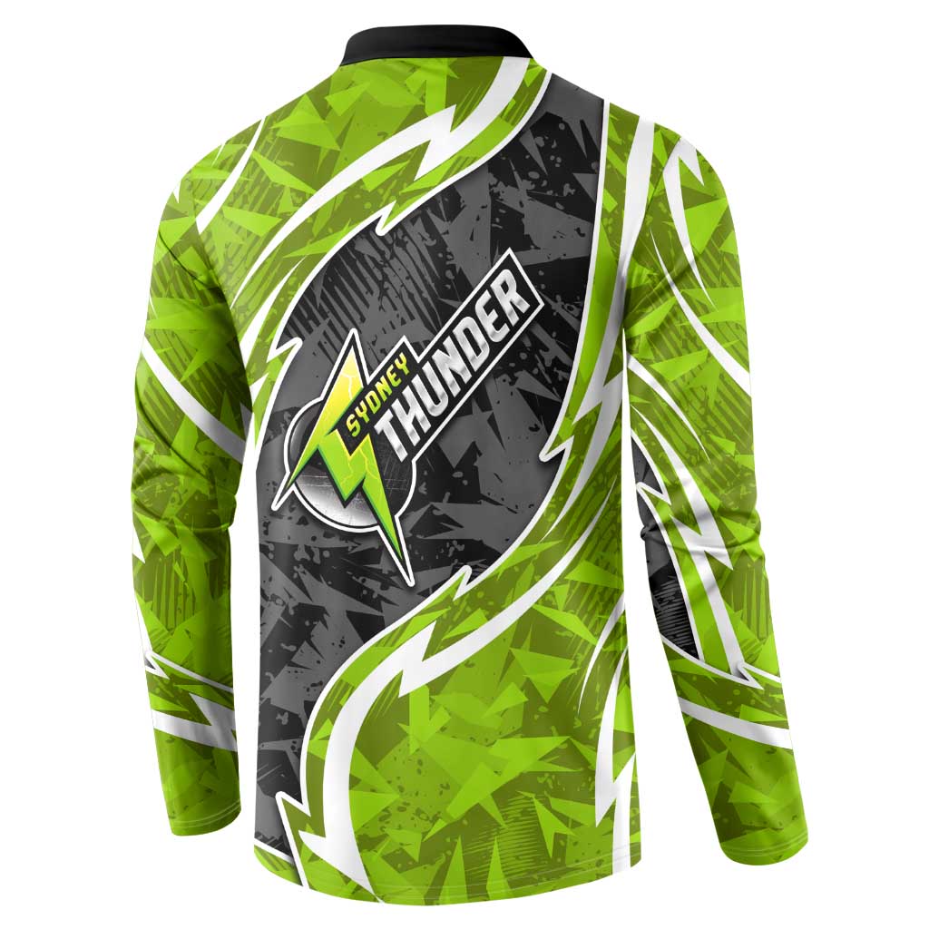 Sydney Thunder Button Sweatshirt Flaming Lightning Storm Geometric Sports Mascot Art