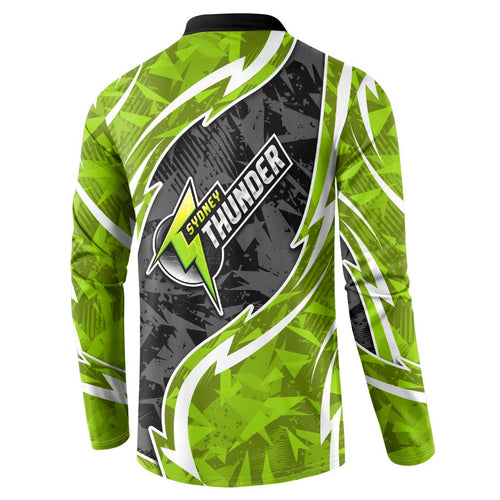 Sydney Thunder Button Sweatshirt Flaming Lightning Storm Geometric Sports Mascot Art