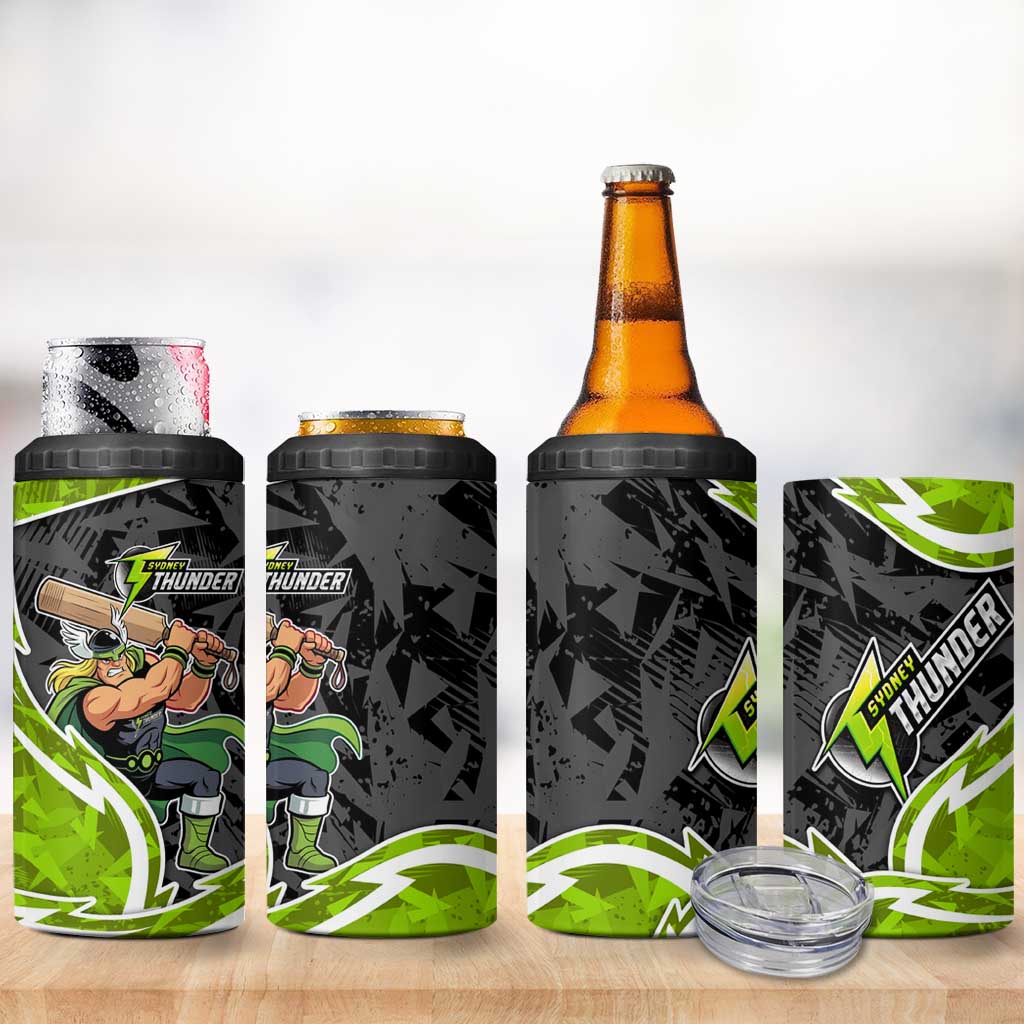 Sydney Thunder 4 in 1 Can Cooler Tumbler Flaming Lightning Storm Geometric Sports Mascot Art