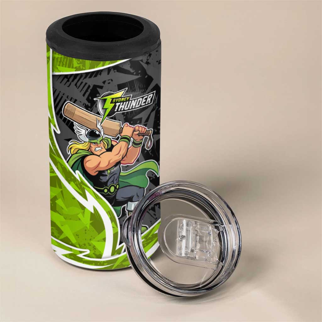 Sydney Thunder 4 in 1 Can Cooler Tumbler Flaming Lightning Storm Geometric Sports Mascot Art