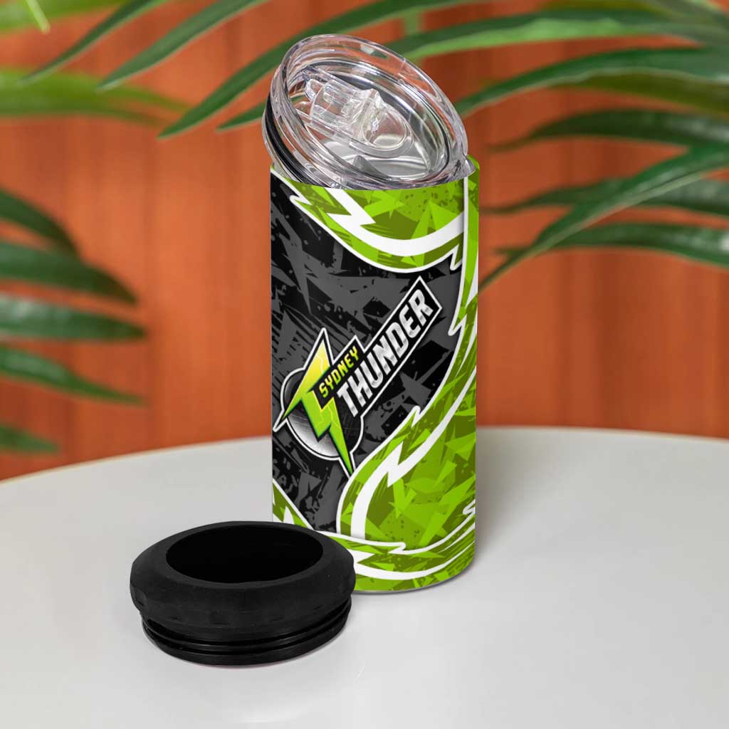 Sydney Thunder 4 in 1 Can Cooler Tumbler Flaming Lightning Storm Geometric Sports Mascot Art