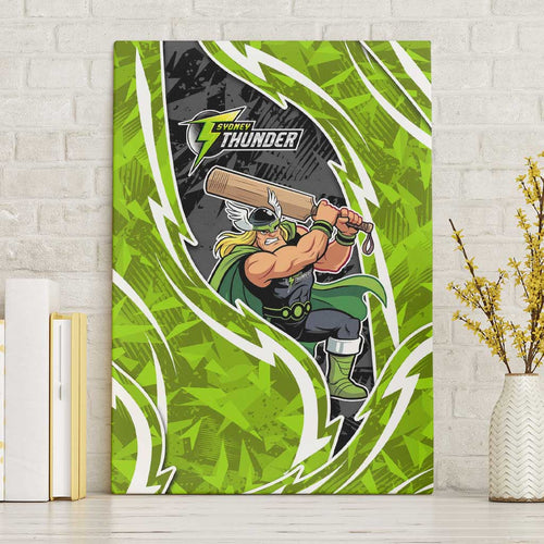 Sydney Thunder Canvas Wall Art Flaming Lightning Storm Geometric Sports Mascot Art