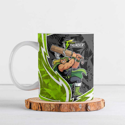 Sydney Thunder Ceramic Mug Flaming Lightning Storm Geometric Sports Mascot Art
