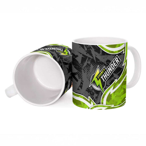 Sydney Thunder Ceramic Mug Flaming Lightning Storm Geometric Sports Mascot Art