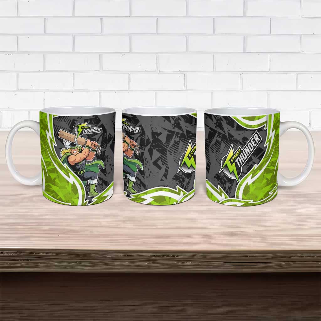Sydney Thunder Ceramic Mug Flaming Lightning Storm Geometric Sports Mascot Art