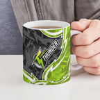 Sydney Thunder Ceramic Mug Flaming Lightning Storm Geometric Sports Mascot Art