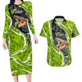 Sydney Thunder Couples Matching Long Sleeve Bodycon Dress and Hawaiian Shirt Flaming Lightning Storm Geometric Sports Mascot Art