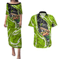 Sydney Thunder Couples Matching Puletasi and Hawaiian Shirt Flaming Lightning Storm Geometric Sports Mascot Art