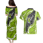 Sydney Thunder Couples Matching Puletasi and Hawaiian Shirt Flaming Lightning Storm Geometric Sports Mascot Art