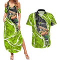 Sydney Thunder Couples Matching Summer Maxi Dress and Hawaiian Shirt Flaming Lightning Storm Geometric Sports Mascot Art
