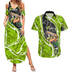 Sydney Thunder Couples Matching Summer Maxi Dress and Hawaiian Shirt Flaming Lightning Storm Geometric Sports Mascot Art