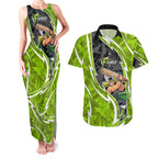 Sydney Thunder Couples Matching Tank Maxi Dress and Hawaiian Shirt Flaming Lightning Storm Geometric Sports Mascot Art