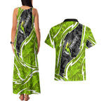 Sydney Thunder Couples Matching Tank Maxi Dress and Hawaiian Shirt Flaming Lightning Storm Geometric Sports Mascot Art
