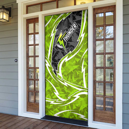 Sydney Thunder Door Cover Flaming Lightning Storm Geometric Sports Mascot Art