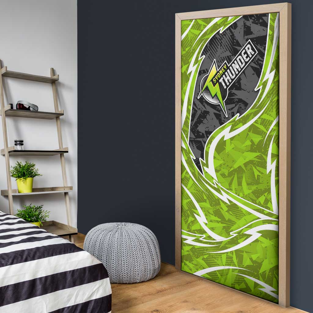 Sydney Thunder Door Cover Flaming Lightning Storm Geometric Sports Mascot Art