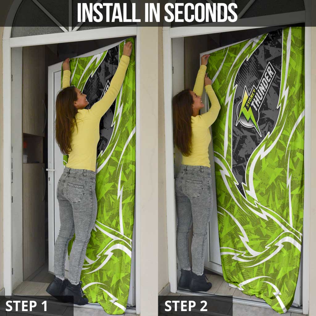 Sydney Thunder Door Cover Flaming Lightning Storm Geometric Sports Mascot Art