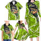 Sydney Thunder Family Matching Long Sleeve Bodycon Dress and Hawaiian Shirt Flaming Lightning Storm Geometric Sports Mascot Art