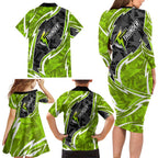 Sydney Thunder Family Matching Long Sleeve Bodycon Dress and Hawaiian Shirt Flaming Lightning Storm Geometric Sports Mascot Art