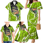 Sydney Thunder Family Matching Mermaid Dress and Hawaiian Shirt Flaming Lightning Storm Geometric Sports Mascot Art