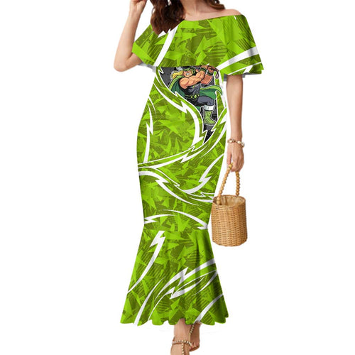 Sydney Thunder Family Matching Mermaid Dress and Hawaiian Shirt Flaming Lightning Storm Geometric Sports Mascot Art