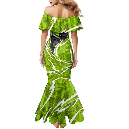 Sydney Thunder Family Matching Mermaid Dress and Hawaiian Shirt Flaming Lightning Storm Geometric Sports Mascot Art