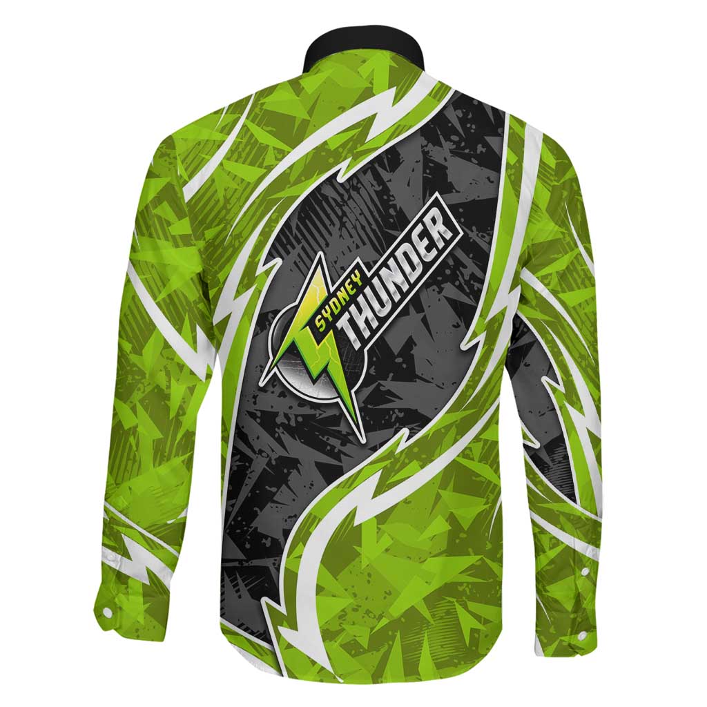 Sydney Thunder Family Matching Off Shoulder Short Dress and Hawaiian Shirt Flaming Lightning Storm Geometric Sports Mascot Art