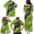Sydney Thunder Family Matching Puletasi and Hawaiian Shirt Flaming Lightning Storm Geometric Sports Mascot Art