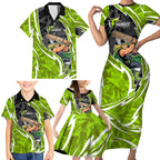 Sydney Thunder Family Matching Short Sleeve Bodycon Dress and Hawaiian Shirt Flaming Lightning Storm Geometric Sports Mascot Art