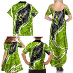 Sydney Thunder Family Matching Summer Maxi Dress and Hawaiian Shirt Flaming Lightning Storm Geometric Sports Mascot Art