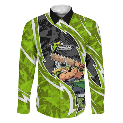 Sydney Thunder Family Matching Summer Maxi Dress and Hawaiian Shirt Flaming Lightning Storm Geometric Sports Mascot Art