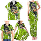 Sydney Thunder Family Matching Tank Maxi Dress and Hawaiian Shirt Flaming Lightning Storm Geometric Sports Mascot Art