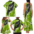 Sydney Thunder Family Matching Tank Maxi Dress and Hawaiian Shirt Flaming Lightning Storm Geometric Sports Mascot Art