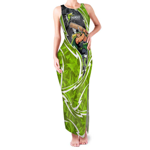 Sydney Thunder Family Matching Tank Maxi Dress and Hawaiian Shirt Flaming Lightning Storm Geometric Sports Mascot Art