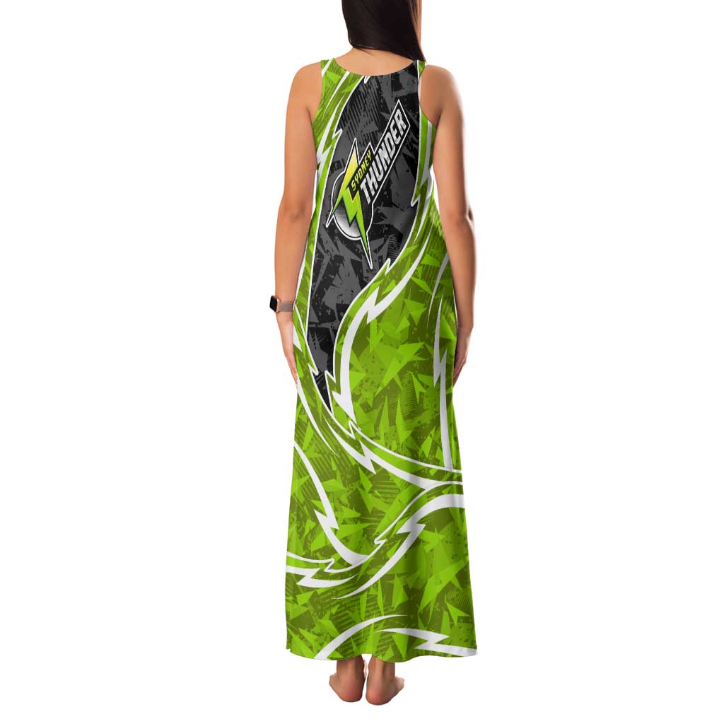 Sydney Thunder Family Matching Tank Maxi Dress and Hawaiian Shirt Flaming Lightning Storm Geometric Sports Mascot Art