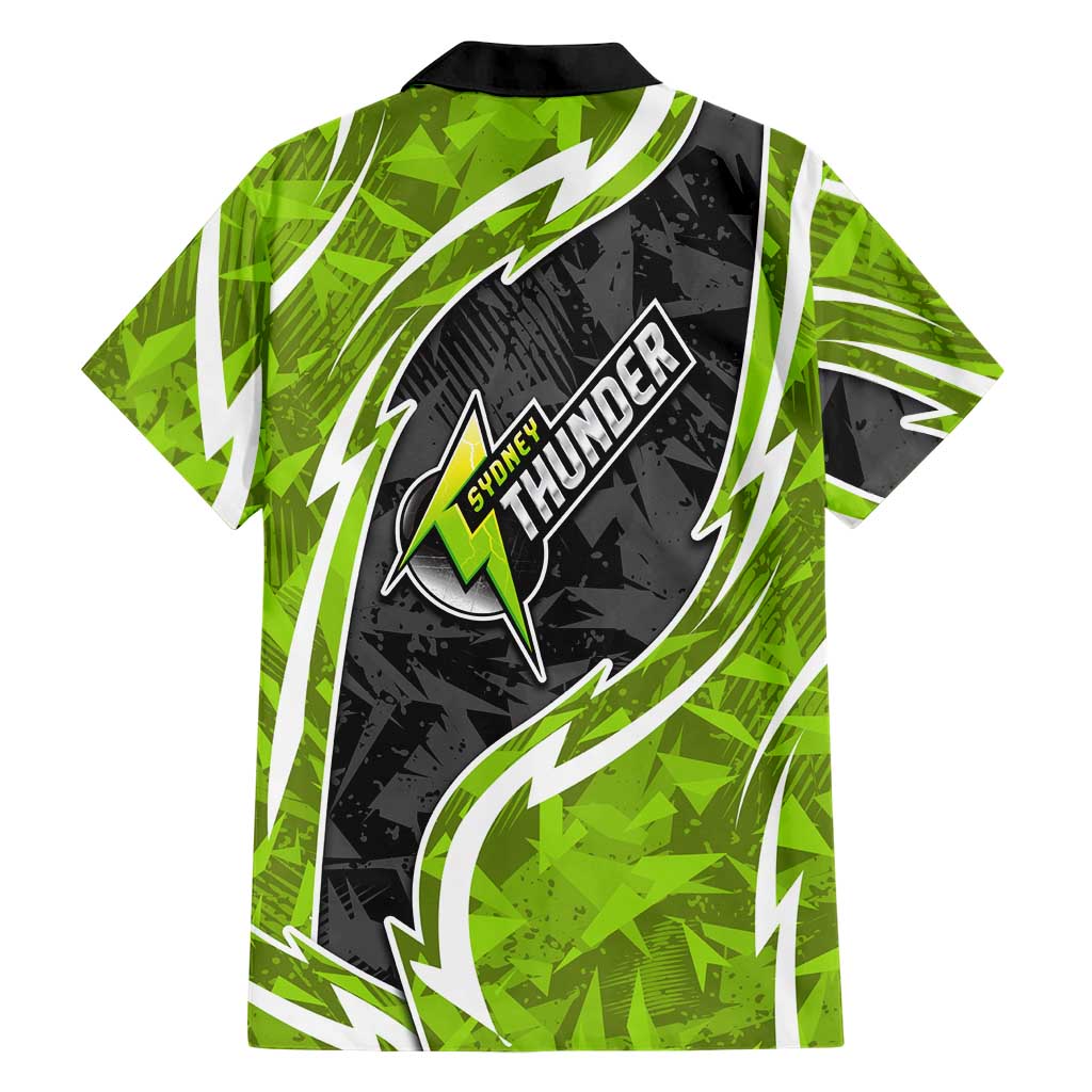 Sydney Thunder Hawaiian Shirt Flaming Lightning Storm Geometric Sports Mascot Art