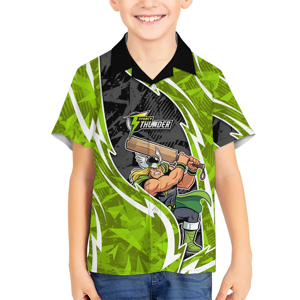 Sydney Thunder Hawaiian Shirt Flaming Lightning Storm Geometric Sports Mascot Art
