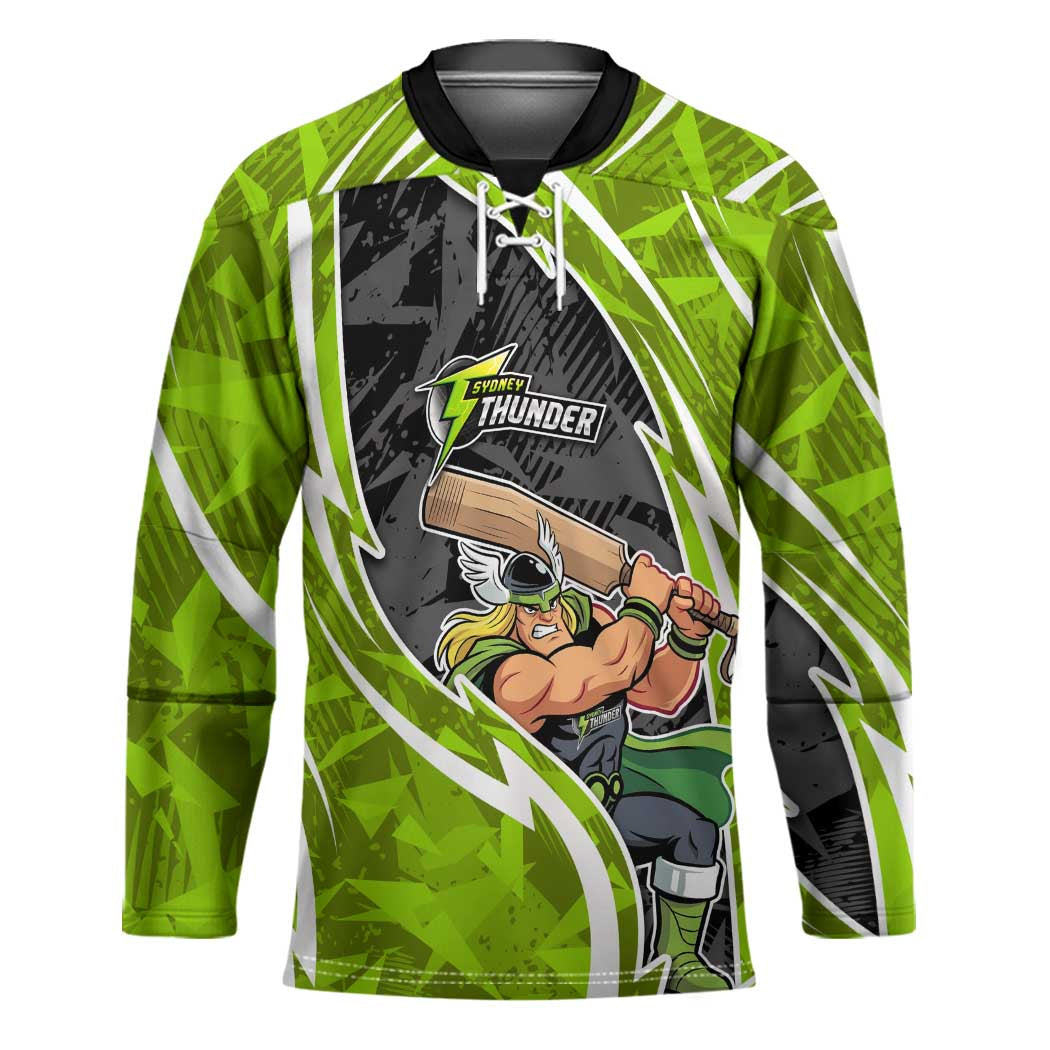 Sydney Thunder Hockey Jersey Flaming Lightning Storm Geometric Sports Mascot Art